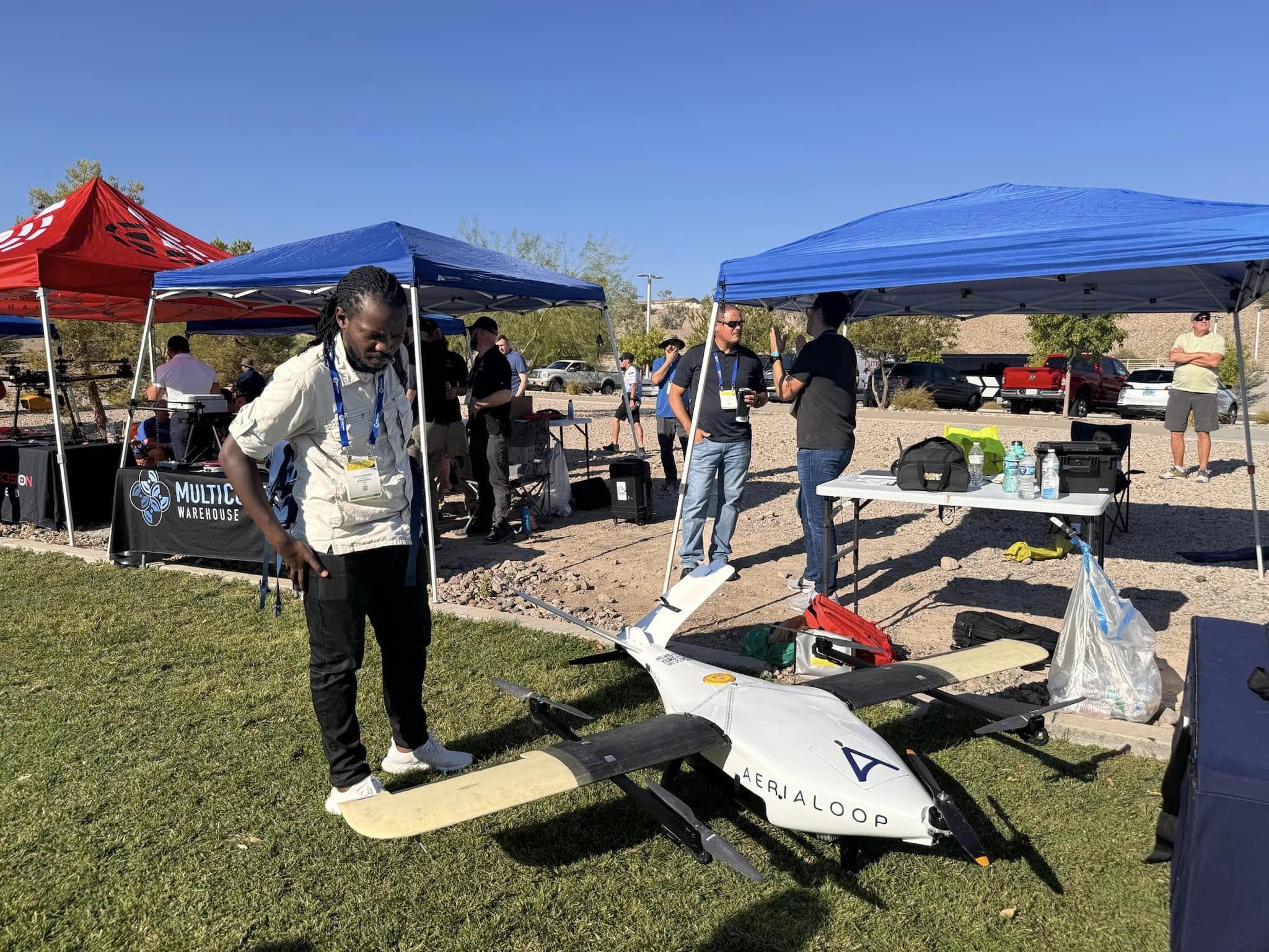 Professional drone in flight